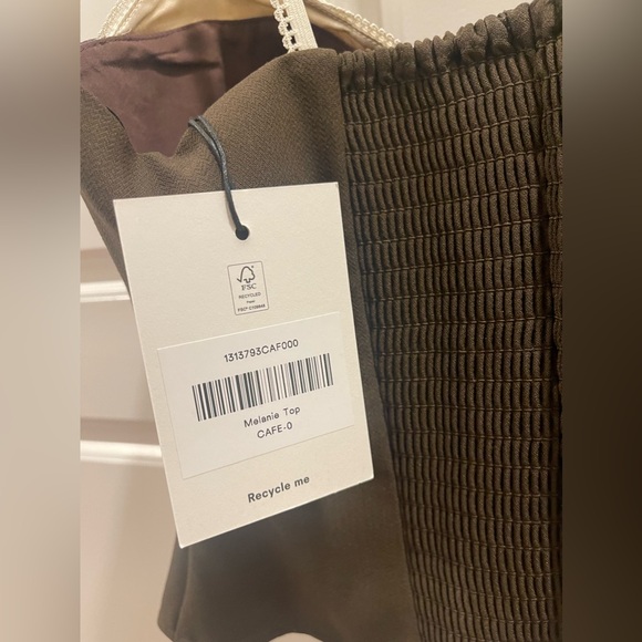 NEW Never Worn Reformation Brown Tank Top with Lace Detailing - Picture 4 of 7